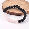 Natural Lava Rock Beaded Stretch Bracelets BJEW-JB02184-01-1