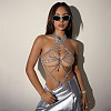 Alloy Clear AB Acrylic Rhinestone Disc Teardrop Sexy Body Chains for Night Club FS-WG1858E-01-3