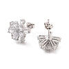 Rack Plating Flower Brass Micro Pave Clear Cubic Zirconia Stud Earrings EJEW-M029-01A-P-2