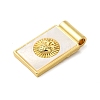 Rack Plating Brass Pave Natural Shell Rectangle Pendants KK-P279-02A-G-2