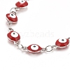 Enamel Oval with Evil Eye Link Chains Bracelet BJEW-P271-04P-3