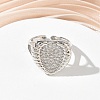 Brass Micro Pave Cubic Zirconia Cuff Open Rings for Women CU-CBA760A-13B-P-3