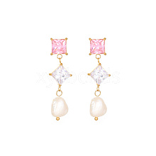 Glass Square Stud Earrings UK2895-3