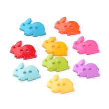 2-Hole Opaque Solid Color Bunny Acrylic Buttons BUTT-S020-35