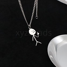 Funny Middle Finger Stickman Stainless Steel Pendant Necklaces FS-WGF11D3-01