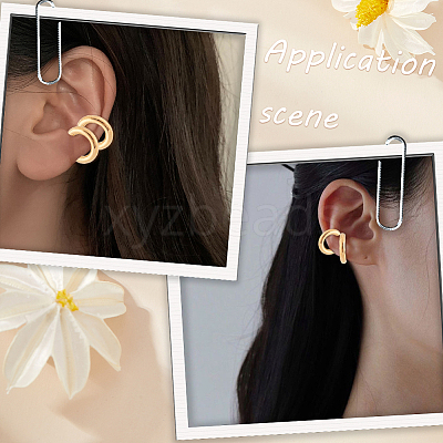 2 Pairs 303 Stainless Steel Cuff Earrings EJEW-BBC0002-25G-1