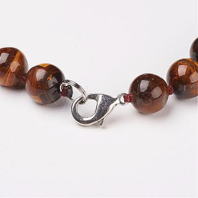 Natural Tiger Eye Beads Necklaces NJEW-F138-10mm-02-1