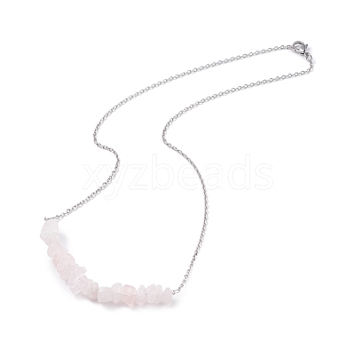 Natural Rose Quartz Chips Beaded Jewelry Set SJEW-JS01231-06-1