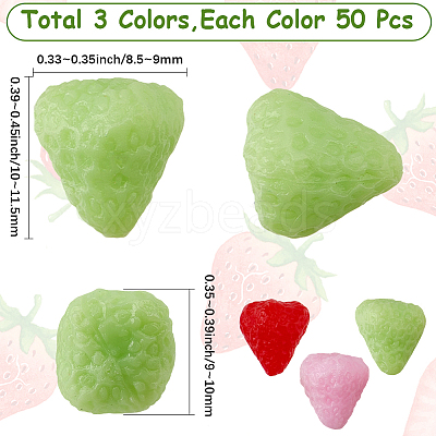 150Pcs 3 Styles PVC Strawberry Display Decorations DJEW-SC0001-31B-1