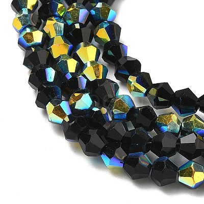 Electroplate Transparent Glass Beads Strands EGLA-K015-18G-1