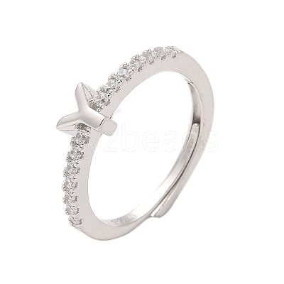 S925 Sterling Silver Adjustable Letter Rings for Women RJEW-M068-01P-Y-1
