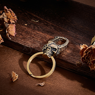 Skull Brass Lobster Claw Clasps KK-WH20002-20B-1