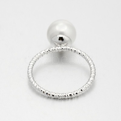 Brass Acrylic Pearl Finger Rings for Wedding Jewelry LS-RJEW-J061-P-1