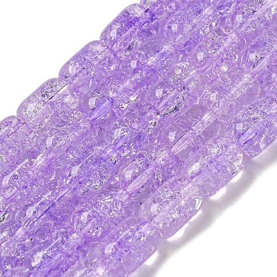Transparent Crackle Glass Beads Strands GLAA-NH0001-04F-1