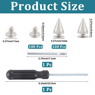100 Bags Alloy Spiked Cone Rivets for Bag Decoration FIND-CL0002-06P-1