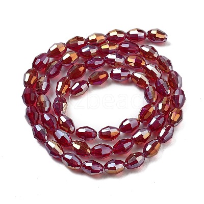Transparent Electroplate Glass Beads Strands EGLA-A037-T6x8mm-B10-1