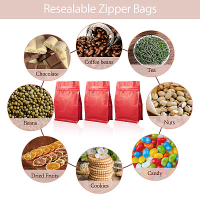 10Pcs BOPP and Aluminized PET and PE Resealable Coffee Zipper Bags with Valve ABAG-TA0001-93B-1