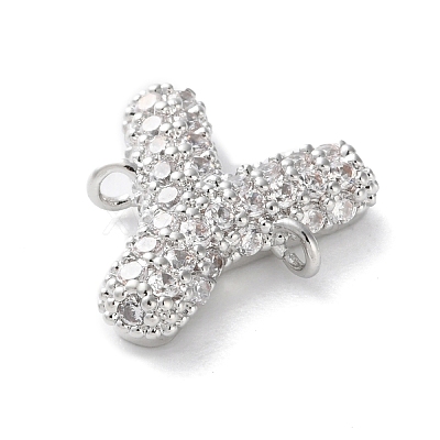 Brass Micro Pave Cubic Zirconia Letter Links KK-I717-04Y-P-1