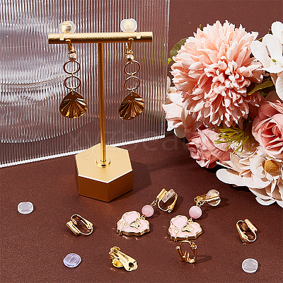 32Pcs 4 Style Brass Clip-on Earring Converters Findings KK-SP0001-28G-1