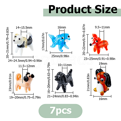 6Pcs 6 Colors Handmade Lampwork Puppy Home Display Decorations LAMP-HS0001-34-1