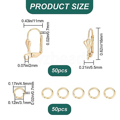 50Pcs Brass Leverback Earring Findings DIY-CN0002-22-1
