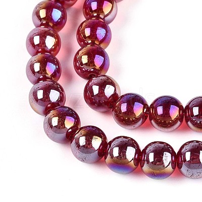Electroplate Transparent Glass Beads Strands GLAA-T032-T8mm-AB20-1
