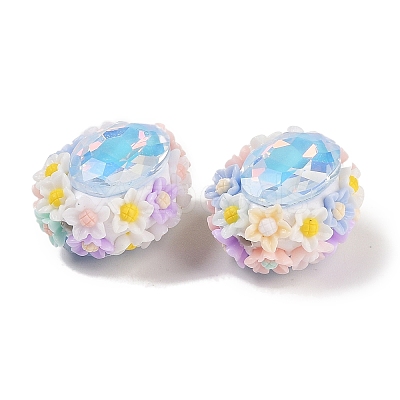 Handmade Luminous Polymer Clay Rhinestone Beads CLAY-H003-05F-1