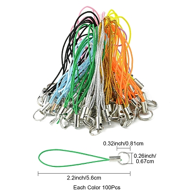 100Pcs Polyester Cord Mobile Straps MOBA-FS0001-02G-1