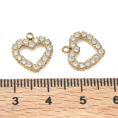 304 Stainless Steel Micro Pave Clear Cubic Zirconia Charms CU-CBAF0F8-03B-G-1