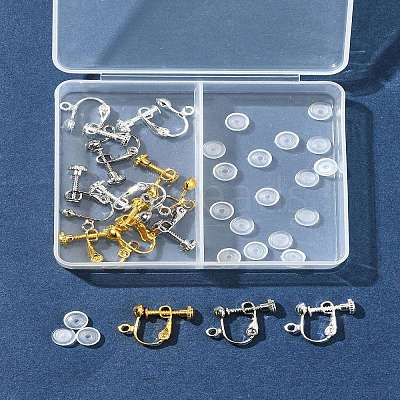 12Pcs 3 ColorS Brass Screw On Clip-on Earring Findings KK-FS0001-32-1