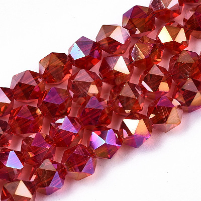 Electroplate Transparent Glass Beads Strands EGLA-T019-06Q-1