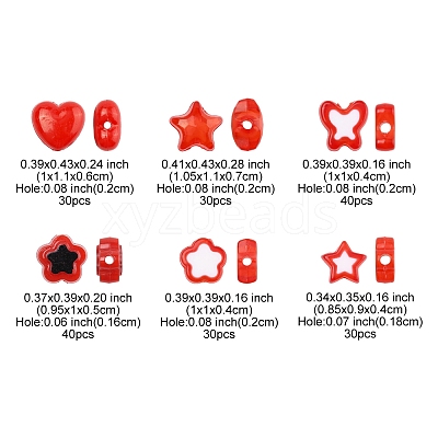 200Pcs 6 Styles Transparent & Opaque Acrylic Beads TACR-FS0001-54F-1
