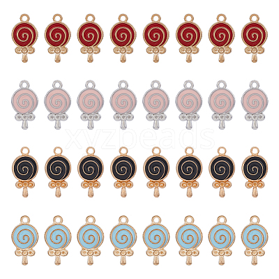 80Pcs 4 Colors Rack Plating Alloy Enamel Pendant Rhinestone Settings FIND-DC0003-11-1