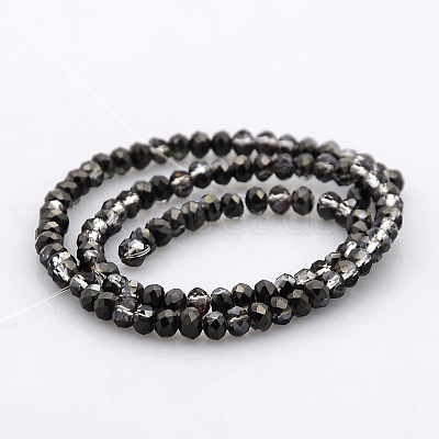 Half Plated Faceted Rondelle Glass Beads Strands GLAA-A024B-HP02-1