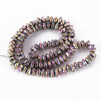 Electroplated Natural Lava Rock Beads Strands X-G-T114-73E-1
