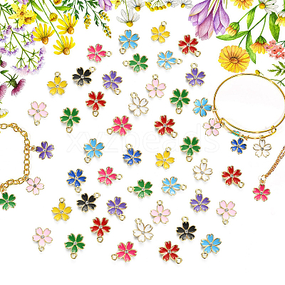 50Pcs 10 Colors Alloy Enamel Pendants ENAM-CJ0003-68-1