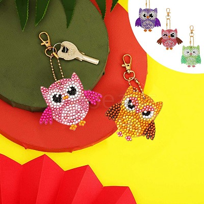 Owl DIY Diamond Painting Keychain Sets DIY-WH0163-82-1