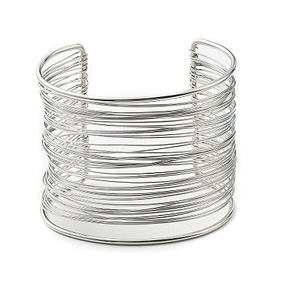 Non-Tarnish 304 Stainless Steel Multi Line Cuff Bangles BJEW-E079-01P-1