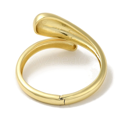 Rack Plating Brass Teardrop Open Cuff Bangles for Women BJEW-P323-07G-1
