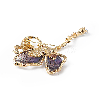 Resin Butterfly Brooch Pin with Crystal Rhinestone JEWB-P016-05KCG-01-1