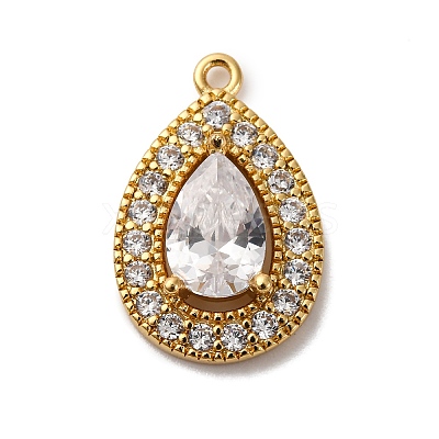 Brass Micro Pave Cubic Zirconia Pendants KK-F895-11G-1