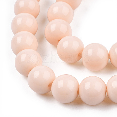 Opaque Solid Color Glass Beads Strands GLAA-T032-P10mm-09-1