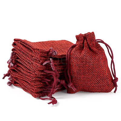 20Pcs Rectangle Polyester Imitation Burlap Packing Pouches Drawstring Bags ABAG-TA0001-96C-1