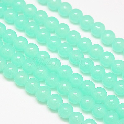 Imitation Jade Glass Round Bead Strands GLAA-A022C-8mm-M-1