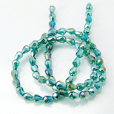 Electroplate Glass Beads Strands EGLA-D015-12x8mm-26-1