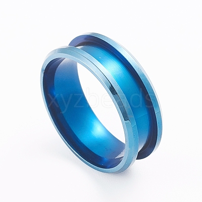 201 Stainless Steel Grooved Finger Ring Settings MAK-WH0007-16L-A-1