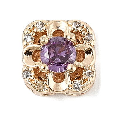 Brass Micro Pave Cubic Zirconia Beads KK-K297-33G-1