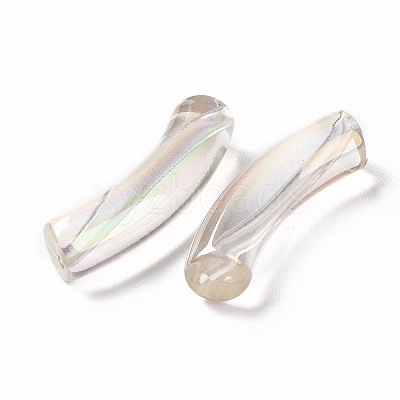 UV Plating Transparent Rainbow Iridescent Acrylic Beads X-OACR-A016-01M-1