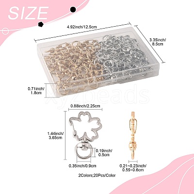 40Pcs 2 Colors Alloy Swivel Snap Hook Clasps FIND-FS0004-73D-1