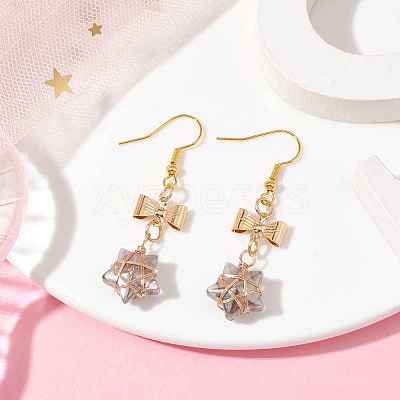 Glass Star Dangle Earrings EJEW-JE05548-04-1